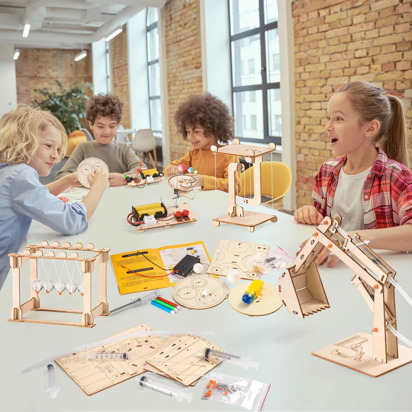 10 in 1 STEM Building Kits for Kids, Wood Craft Kit for Girls Age 8-12, Science Experiment Projects for 6-8, Woodworking Model Kit,3D Puzzles STEM