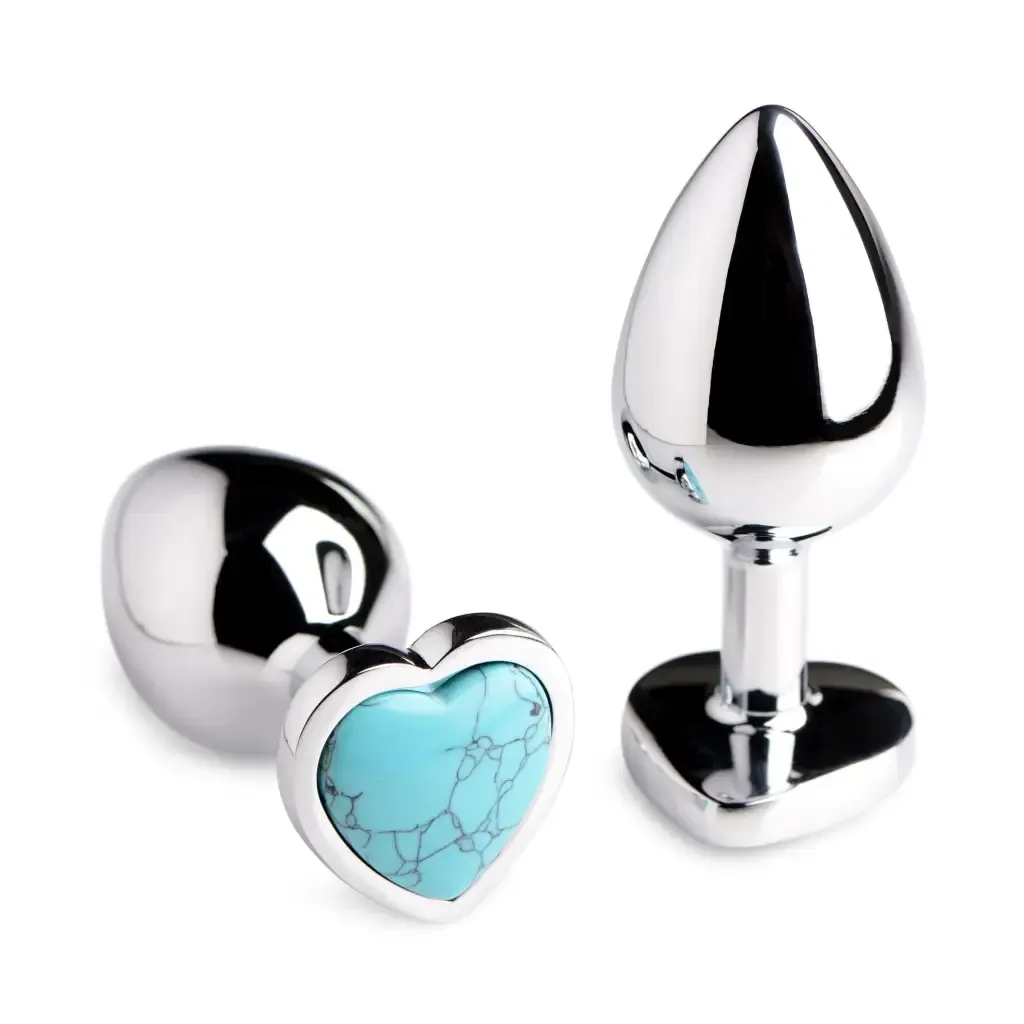 Authentic Turquoise Heart-Shaped Gemstone Anal Plug by Booty Sparks