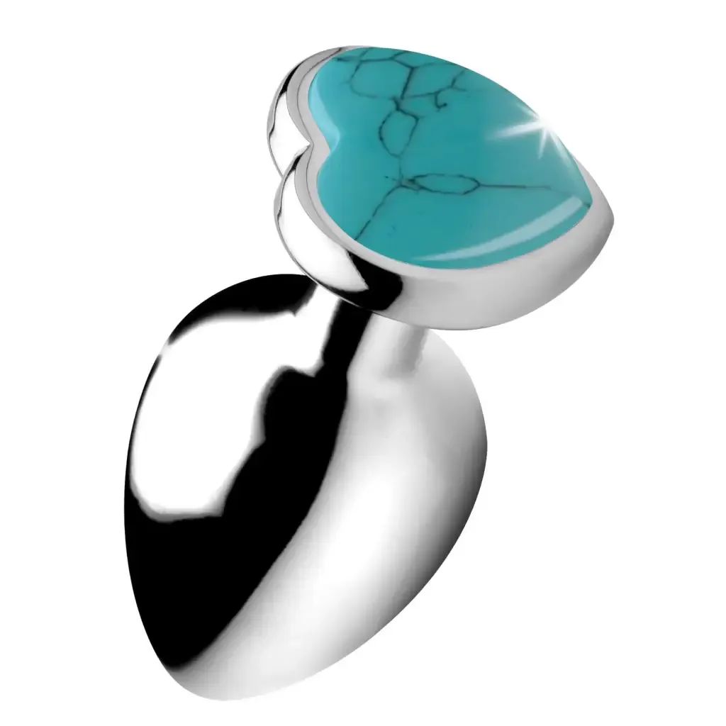 Authentic Turquoise Heart-Shaped Gemstone Anal Plug by Booty Sparks