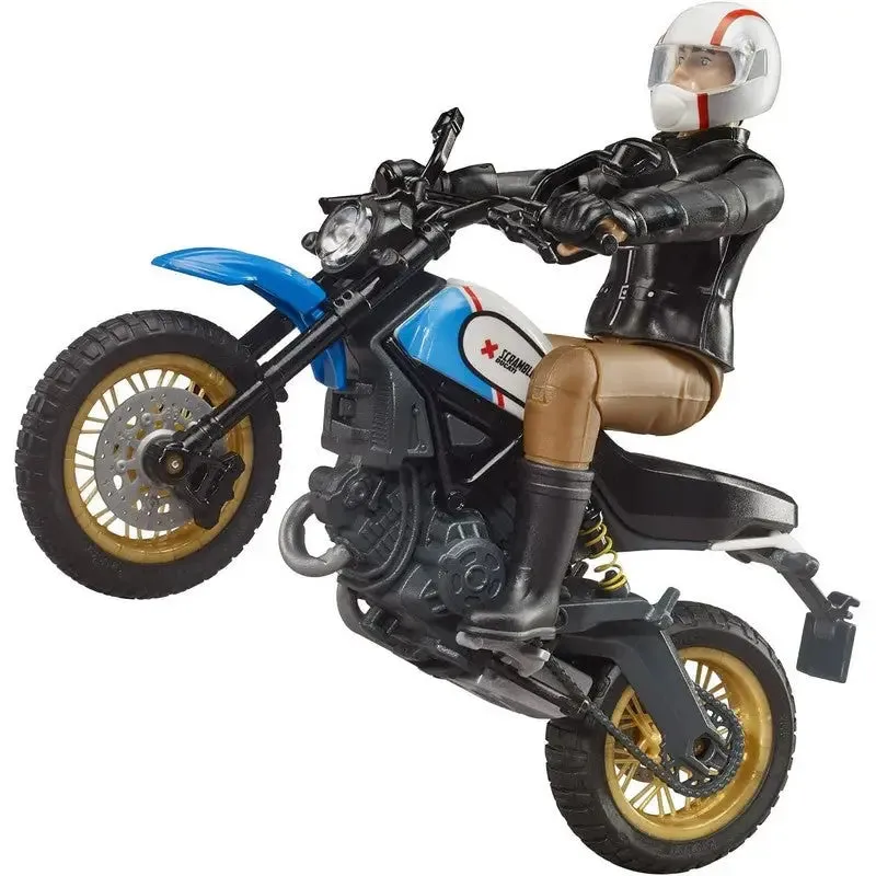 Bruder Scrambler Desert Sled W/ Driver Toy - White/Blue & Blue Bike Available - 1 SENT