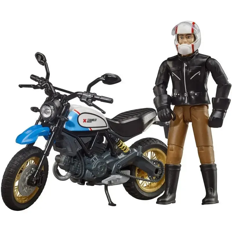 Bruder Scrambler Desert Sled W/ Driver Toy - White/Blue & Blue Bike Available - 1 SENT