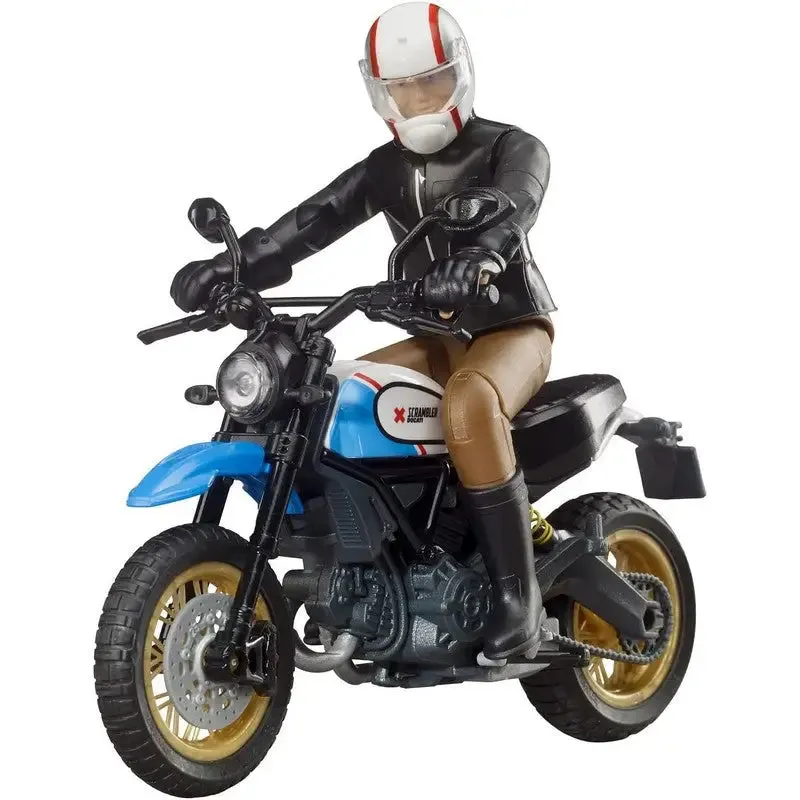 Bruder Scrambler Desert Sled W/ Driver Toy - White/Blue & Blue Bike Available - 1 SENT