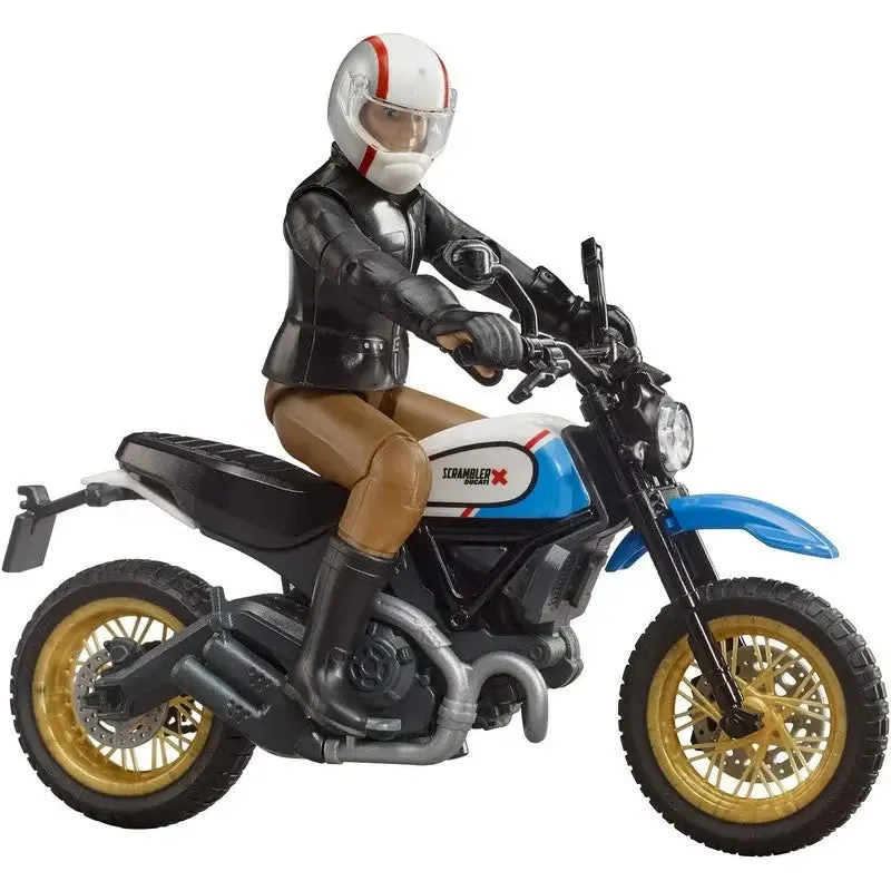 Bruder Scrambler Desert Sled W/ Driver Toy - White/Blue & Blue Bike Available - 1 SENT