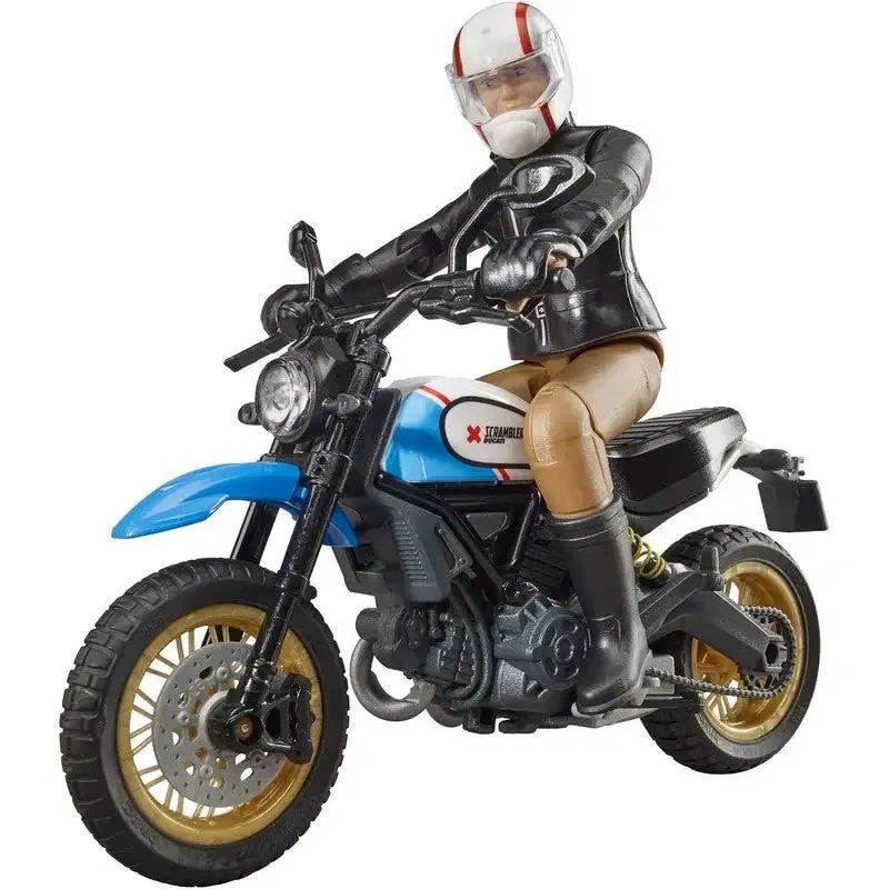 Bruder Scrambler Desert Sled W/ Driver Toy - White/Blue & Blue Bike Available - 1 SENT