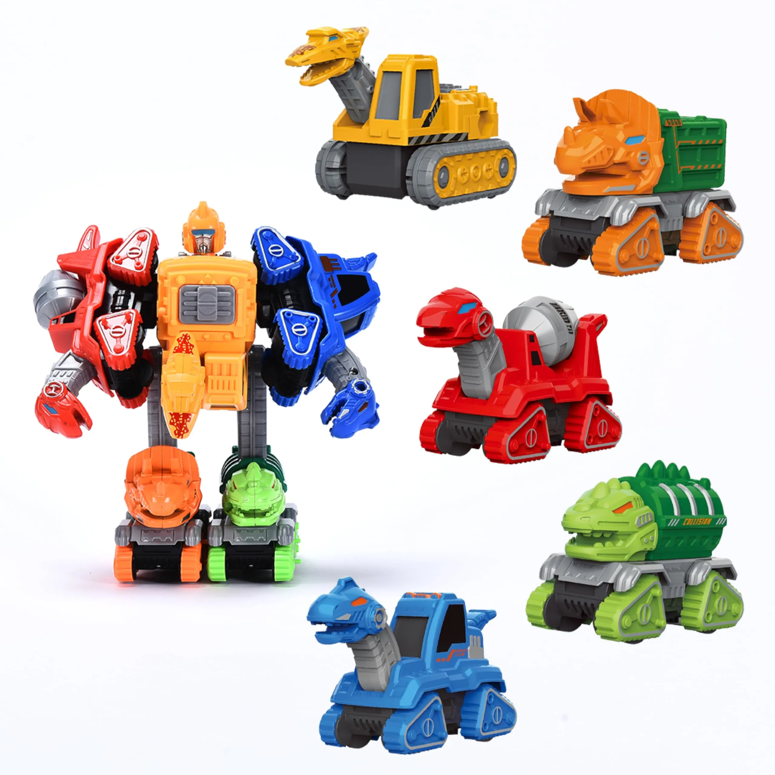 Dinosaur Transformer Toys - 5-In-1 Multicolor Robot Dinosaur Toys Set - 2hx4lx3w