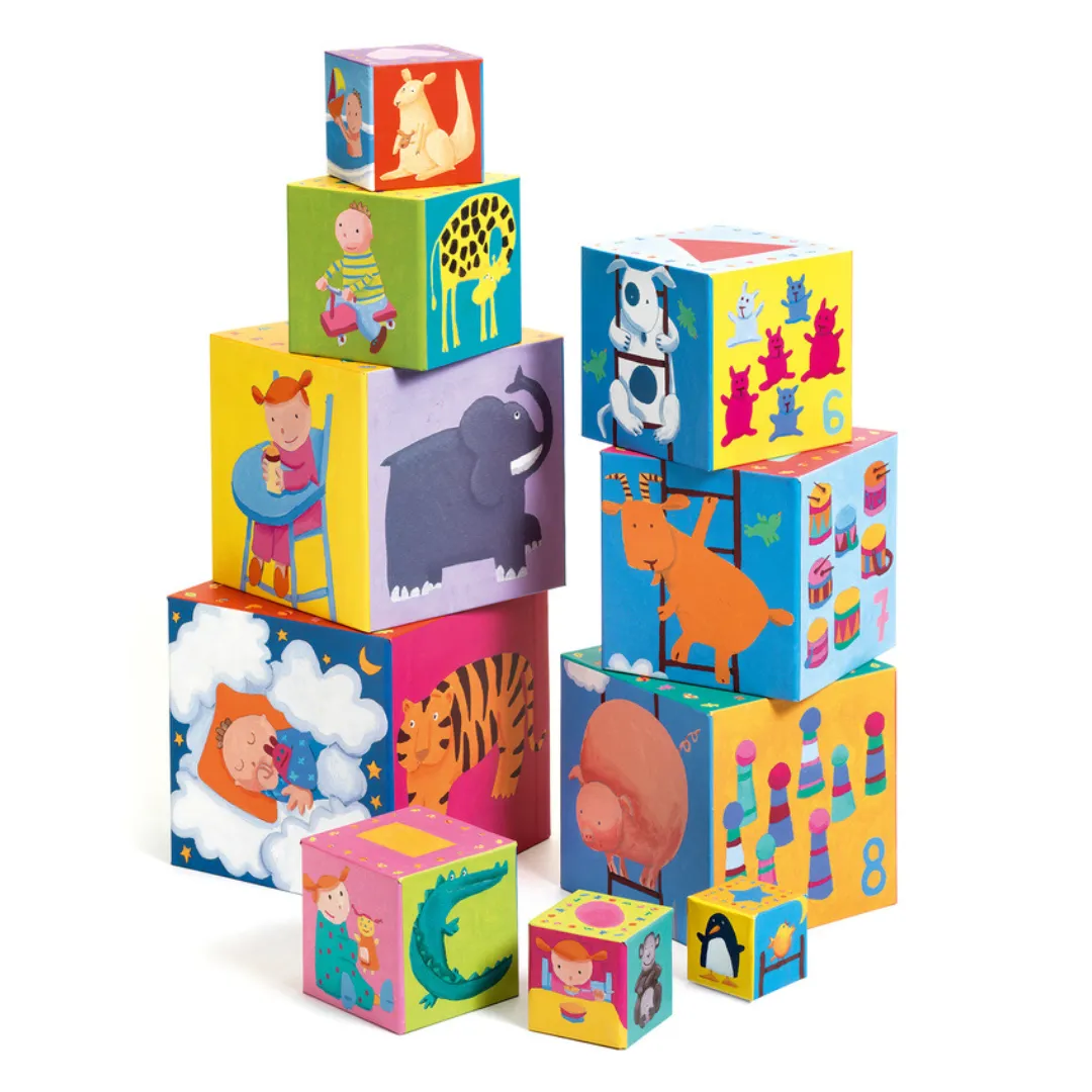 Djeco Stacking Cubes Funny Blocks