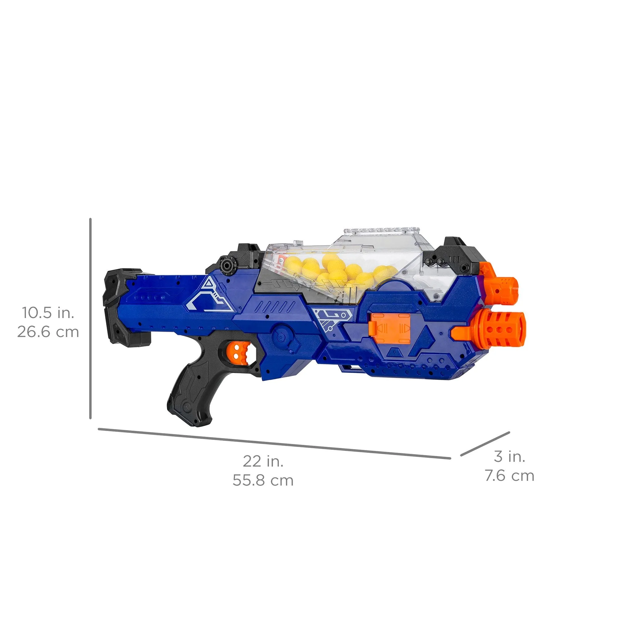 Electric Soft Foam Ball Rapid Fire Blaster Toy w/ Hopper Feeder, 20 Balls