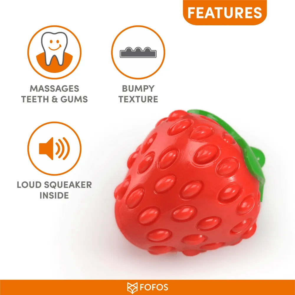 Fofos Silence Strawberry Squeaky Chew Toy for Dogs