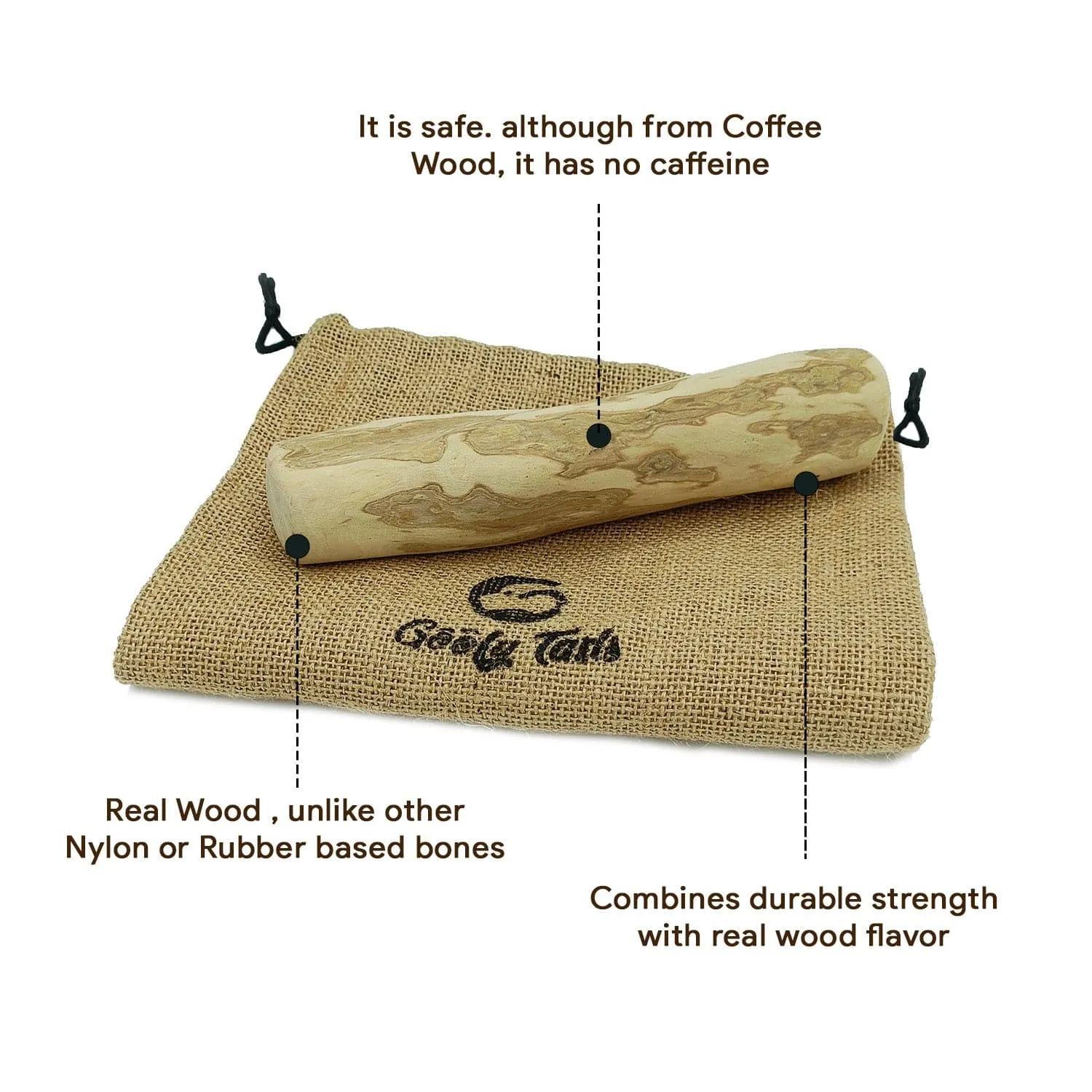 Goofy Tails Coffee Wood Chewing Stick Toy for Dogs | For Medium Chewers