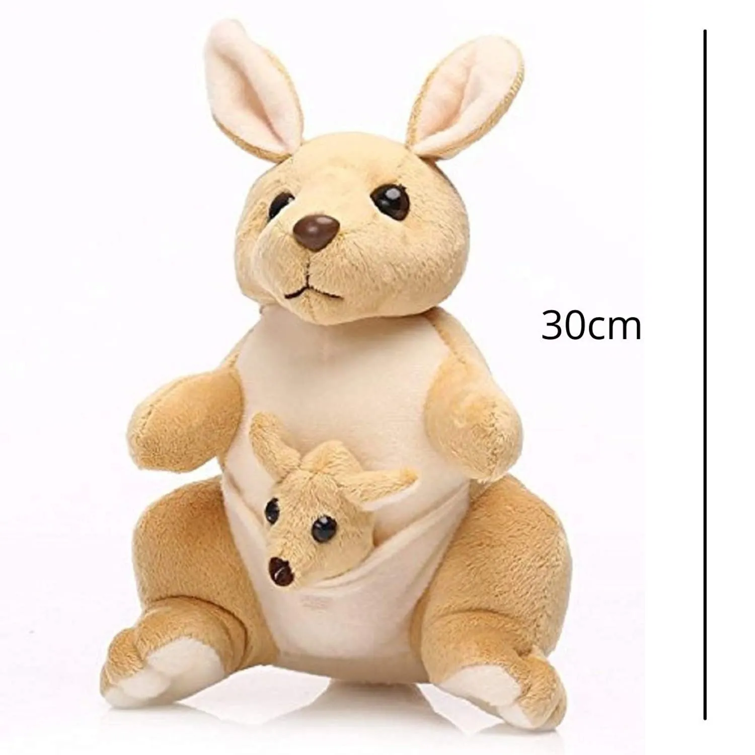 HUG 'n' FEEL SOFT TOYS Kangaroo Soft Toy|Baby Toys|Kids Toy|Soft Toy|Toy for Girl|Birthday Gift for Girl/Boys|Toy Gift for Girls|Kids Toys for Boys/Girl|Toys Gift Items (Kangaroo with Baby|30 Cm)