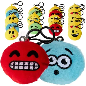 Kicko Emoji Plush Ball Keychain - 24 Pack - Emoticon Plushie Key Chain - for Party Favors