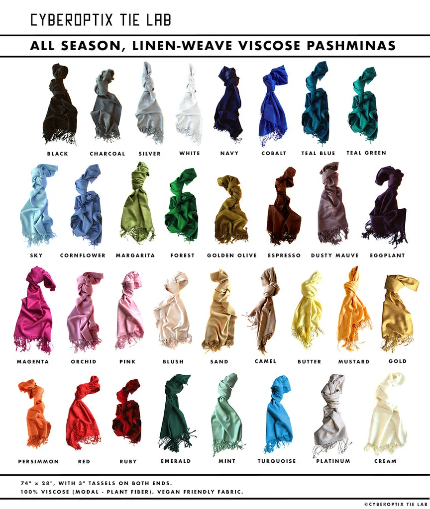 Laser Radiation Warning linen-weave pashmina.