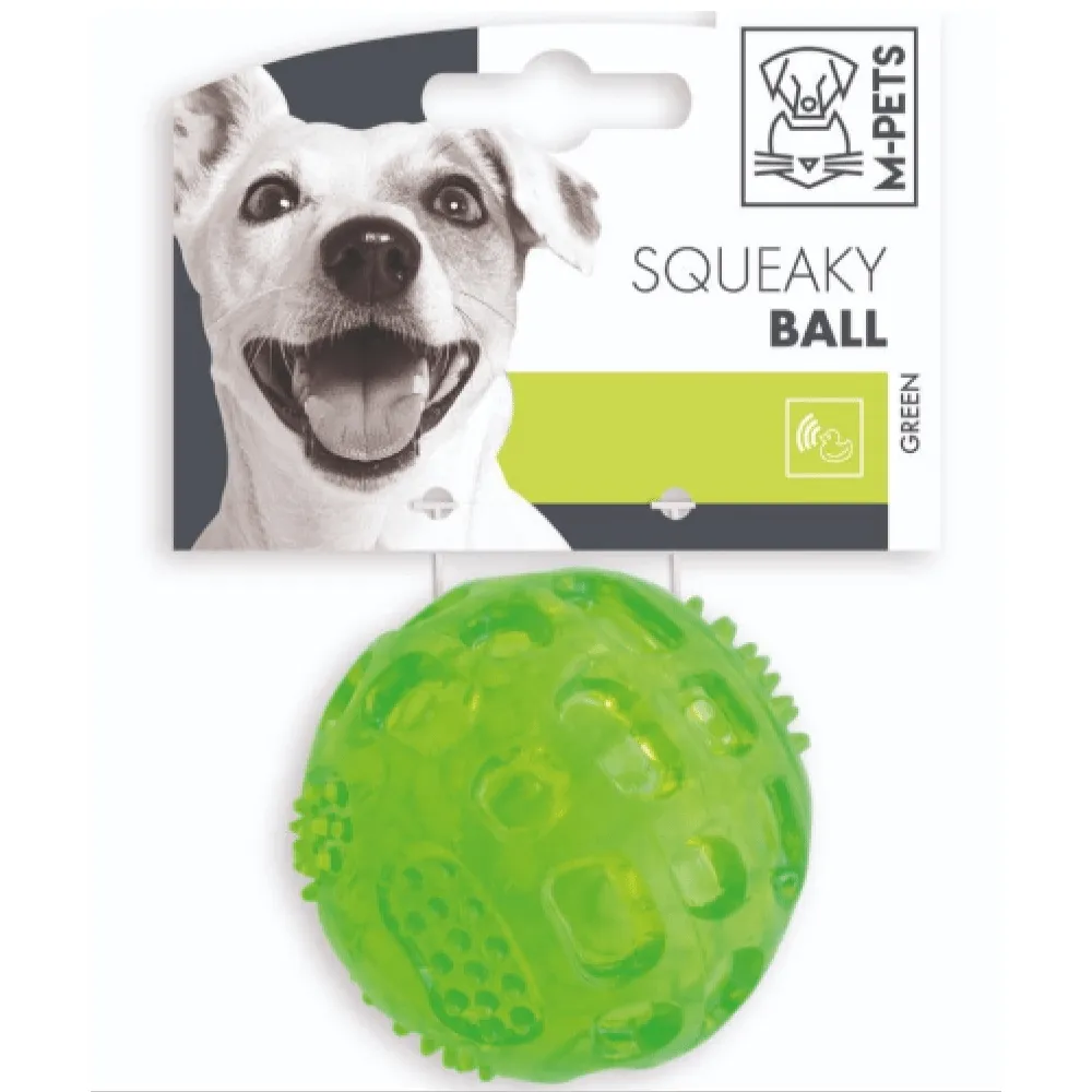 M Pets Squeaky Ball Toy for Dogs Combo (Green/Blue)