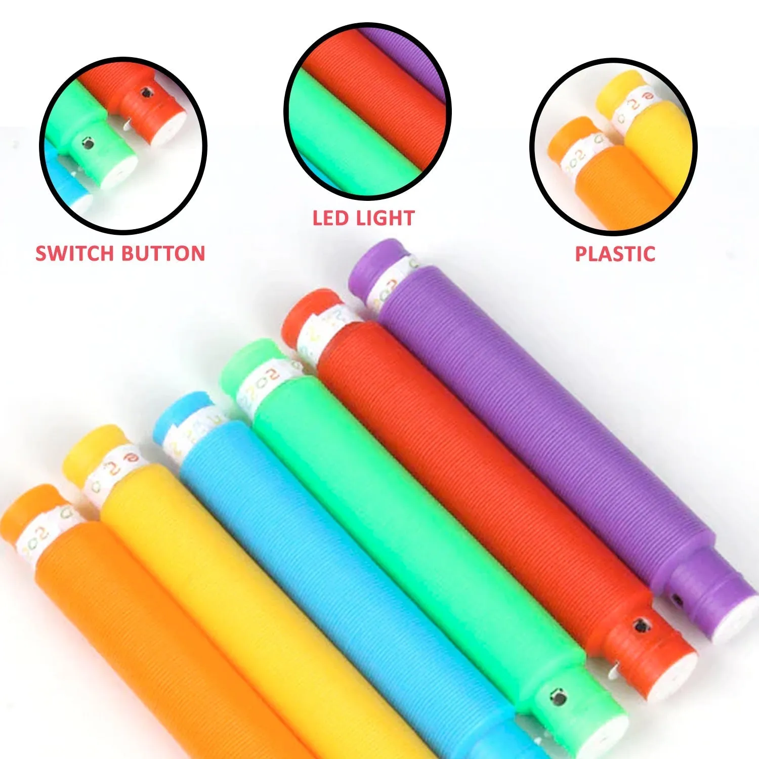 Mini Pop Tubes, Colourful Tubes Sensory Toys Stretch Pipe Toy Fidget Tube Toys Pull Tubes Fidget Toys Sensory Stretch Tubes Fun Tubes for Autism Children Kids Adult Reduce Anxiety (pack of 12)