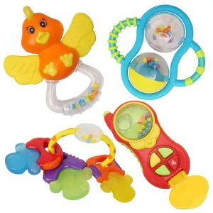 Mixed Multicolour Set of 4 Musical Rattle Toys With Light