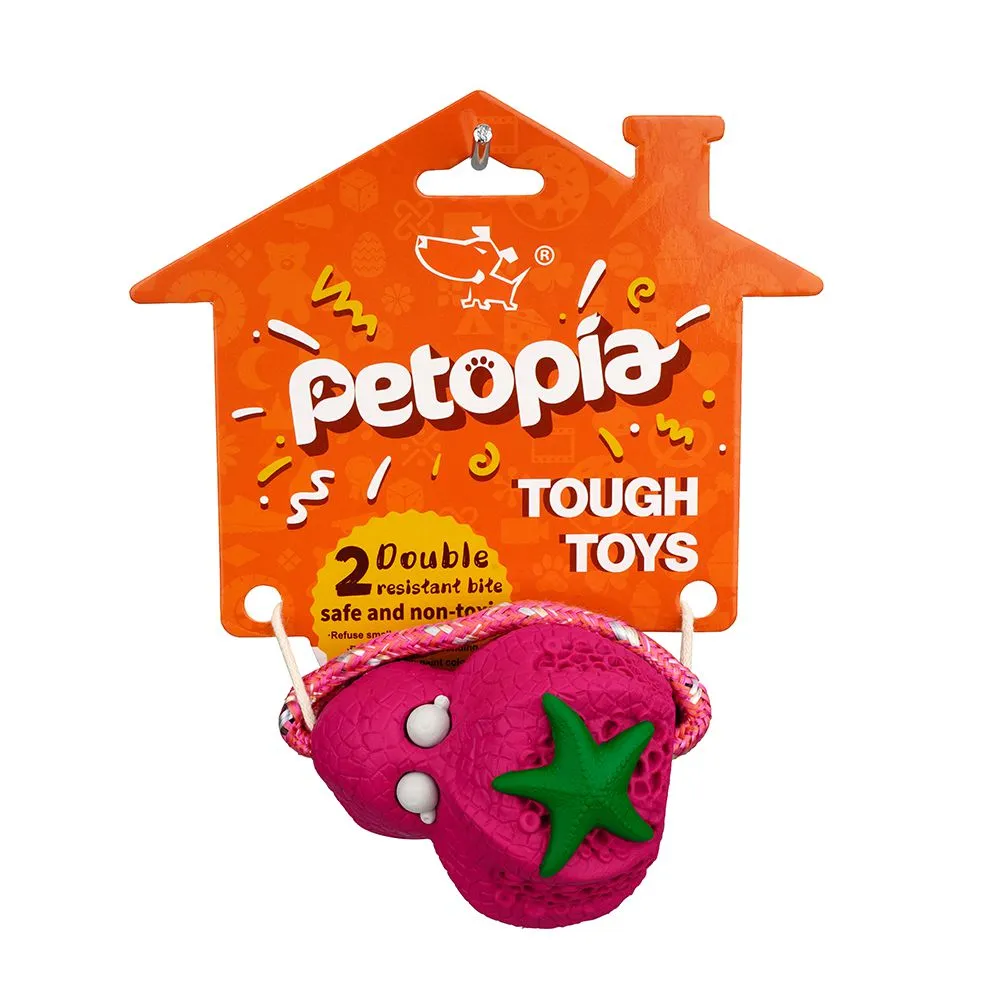 Petopia Tough Reef Octopus with Rope Large Rubber Dog Toy Assorted Colours