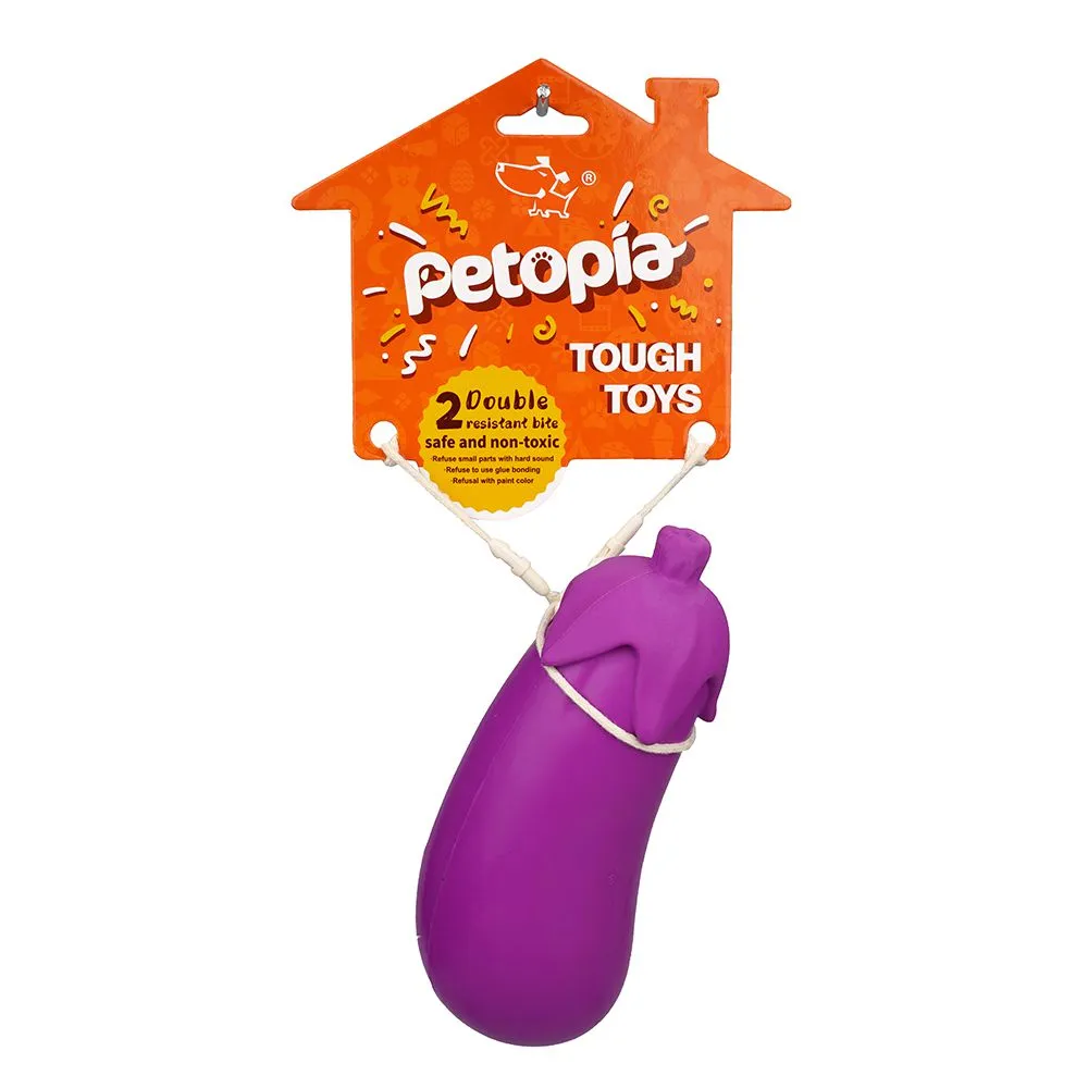 Petopia Tough Stuffed Eggplant Large Rubber Dog Toy