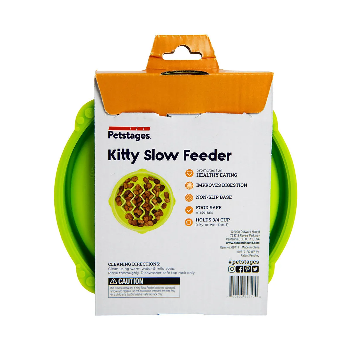 Petstages Kitty Slow Feeder Cat Bowl Green