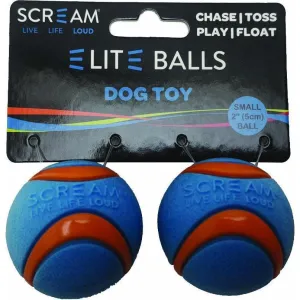 Scream Elite Ball Small Blue and Orange Dog Toy 2 Pack