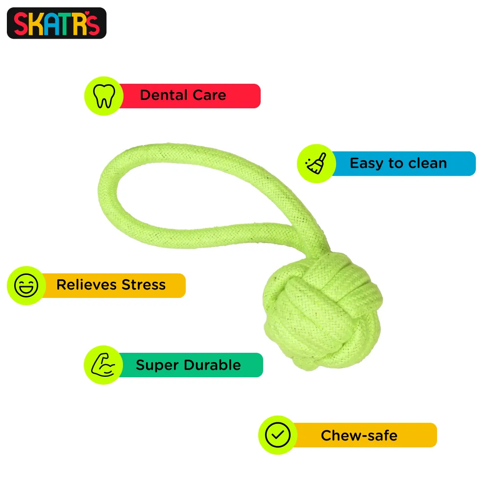 Skatrs Bone, Ball, Knotted Ball 3 in 1 Rope Chew Toy Combo for Dogs and Cats