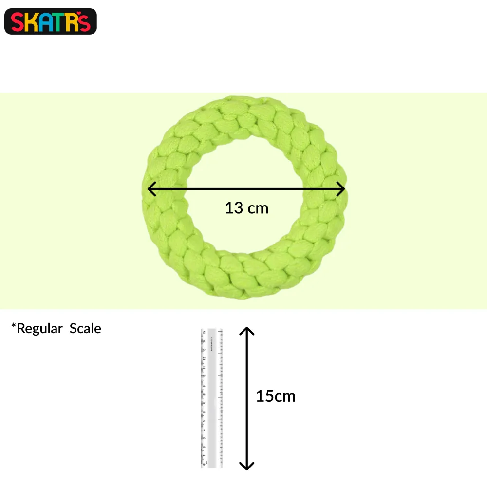 Skatrs Hand Made Ring Shaped Rope Chew Toy for Cats and Dogs (Neon Green)