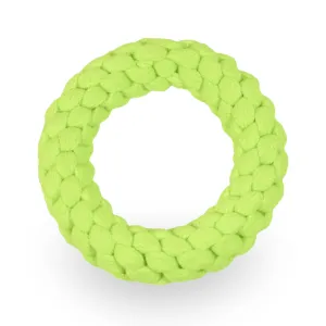 Skatrs Hand Made Ring Shaped Rope Chew Toy for Cats and Dogs (Neon Green)