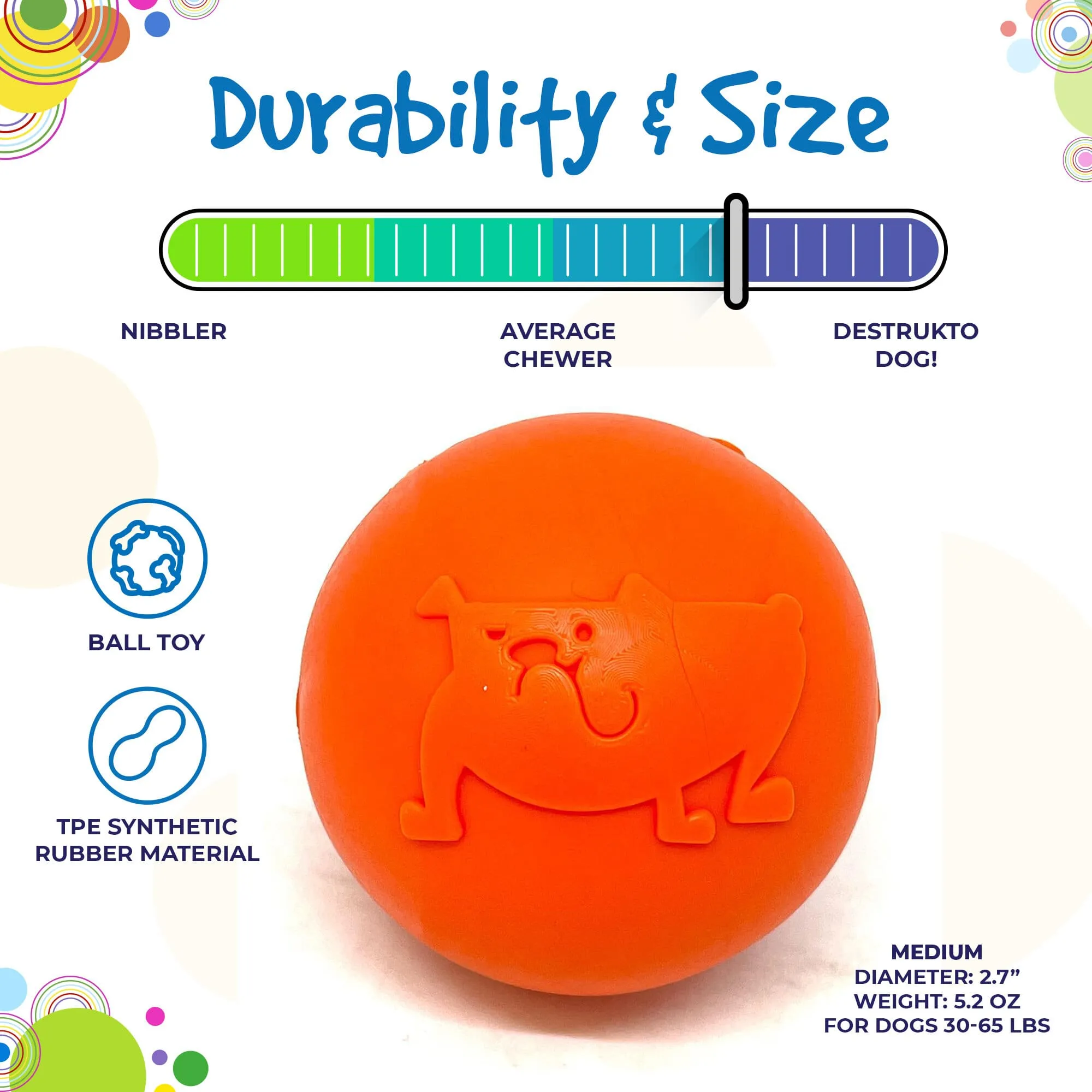 Smile Ball Ultra Durable Synthetic Rubber Chew Toy & Floating Retrieving Toy