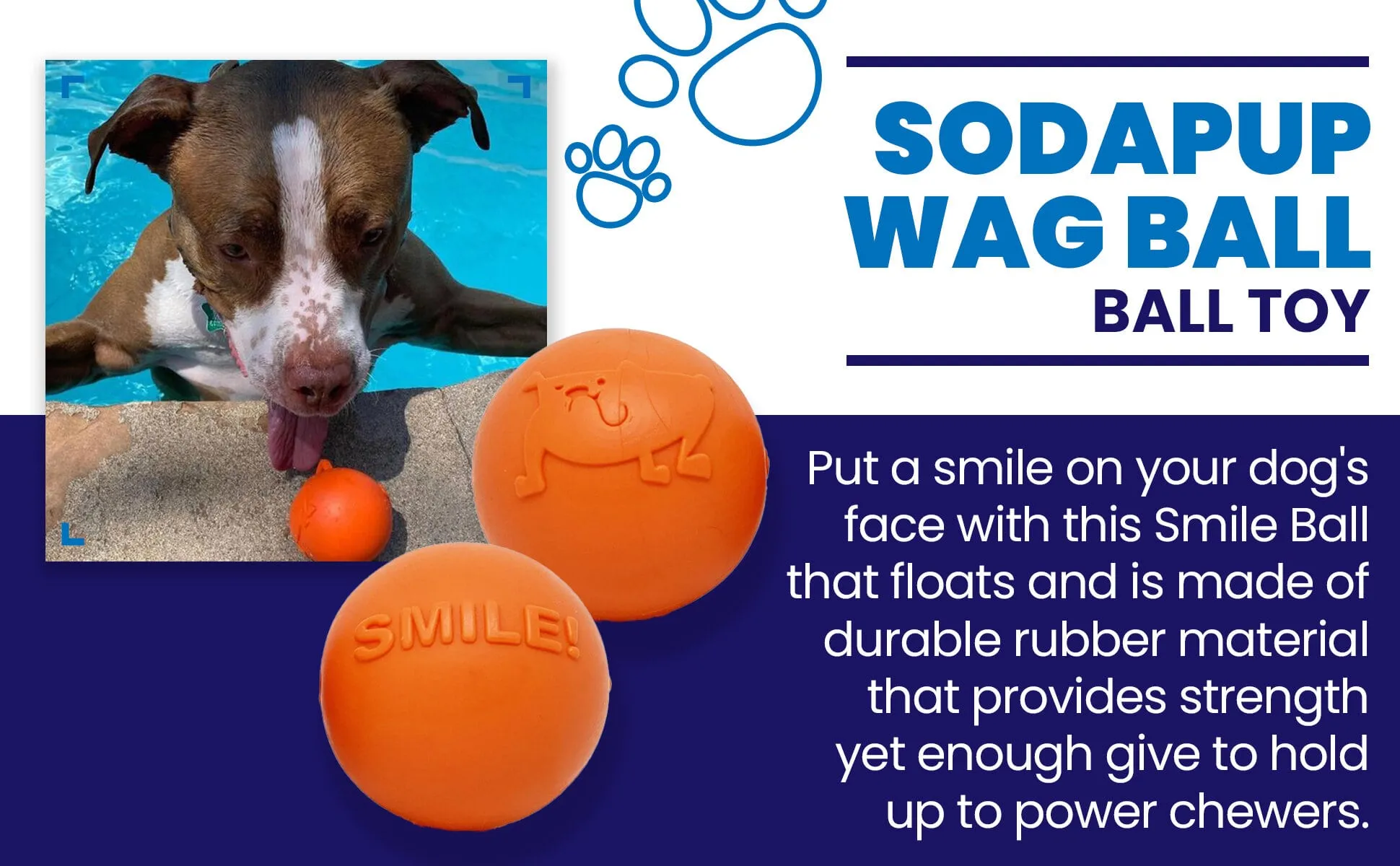 Smile Ball Ultra Durable Synthetic Rubber Chew Toy & Floating Retrieving Toy