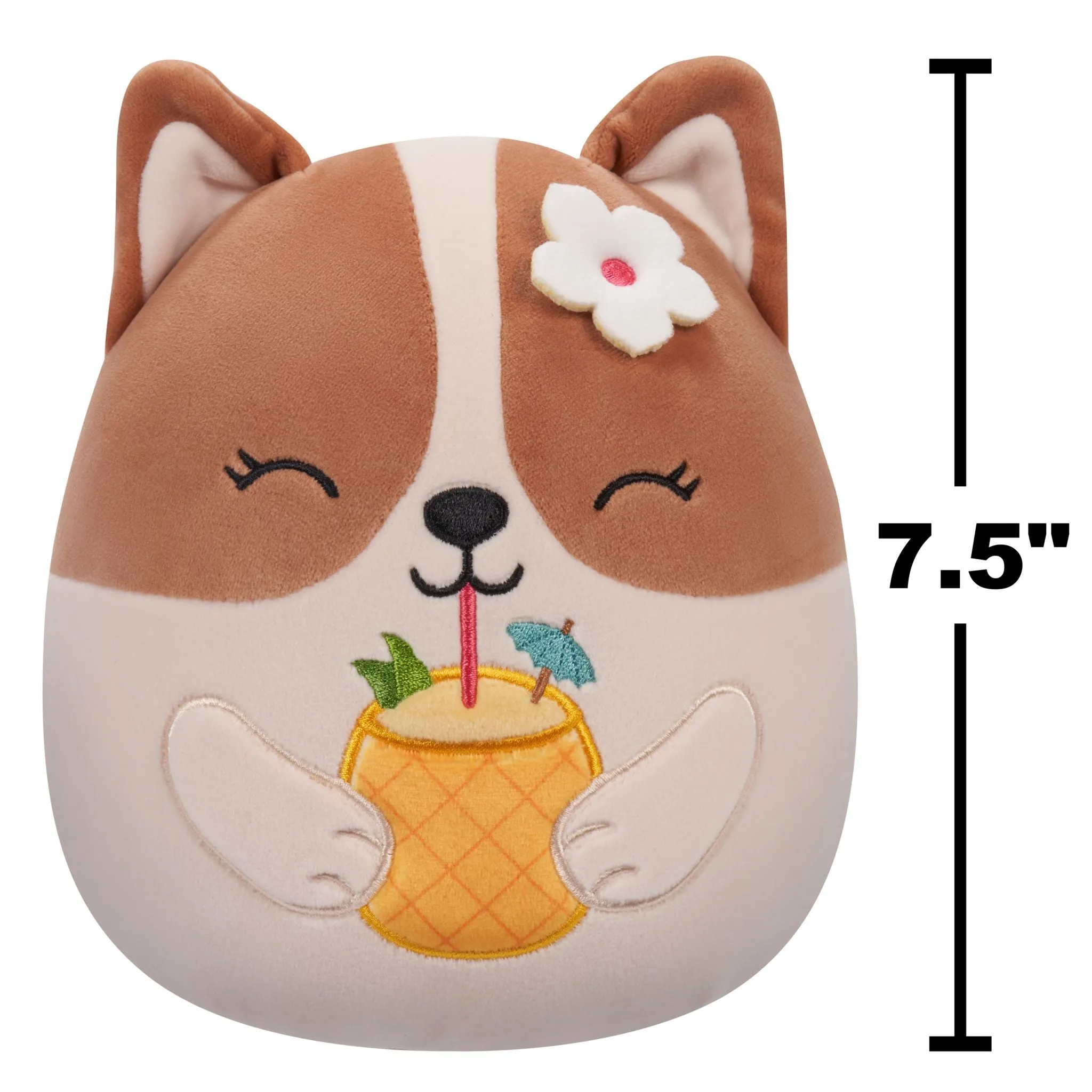 Squishmallows 7.5 Inch Plush  Regina Brown And White Corgi