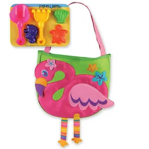 stephen joseph beach tote with sand toy play set - flamingo