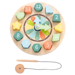 Wooden Educational Toy Shape Sorting Clock (14 pcs)